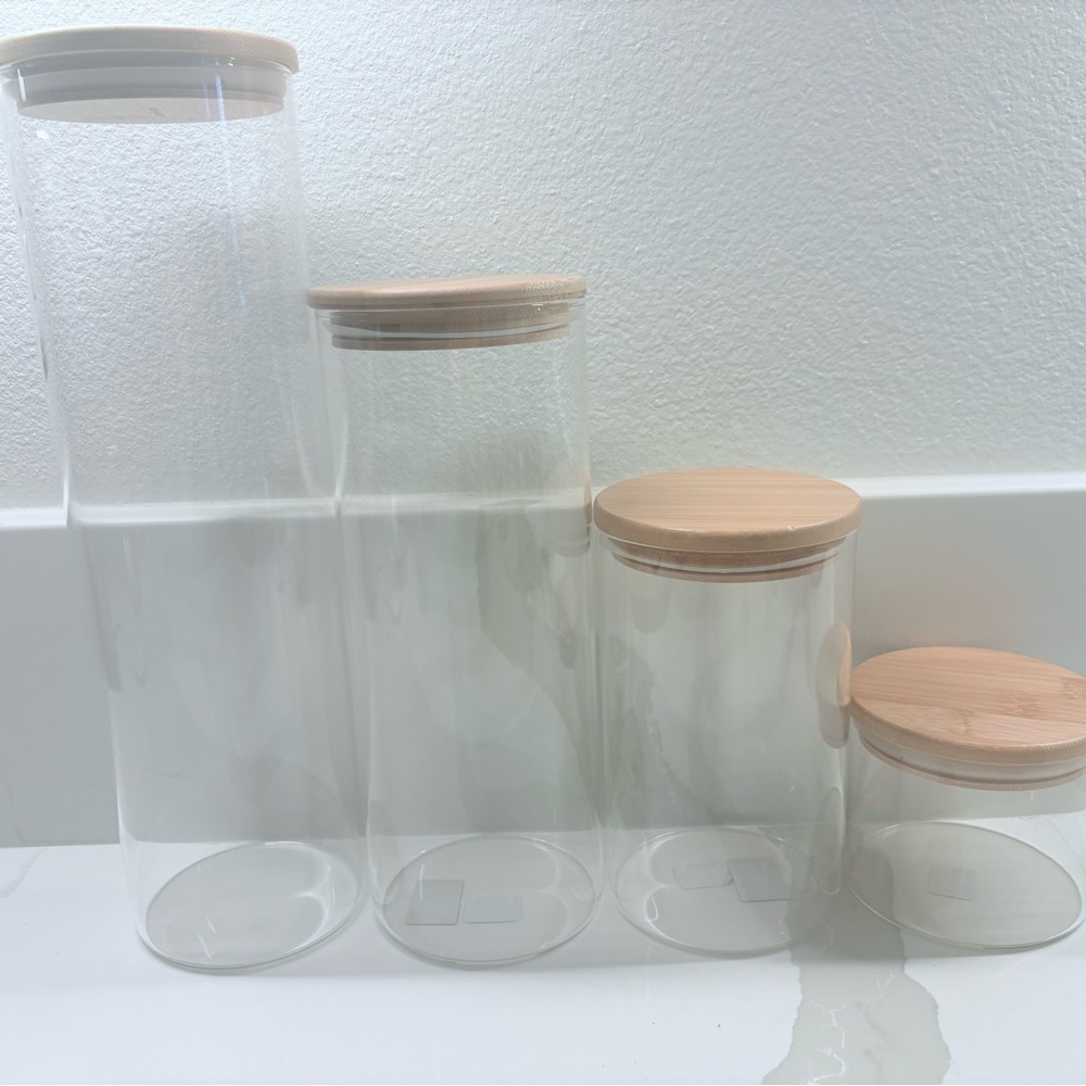 Crate&Barrel Glass Jars with Natural Bamboo Lids